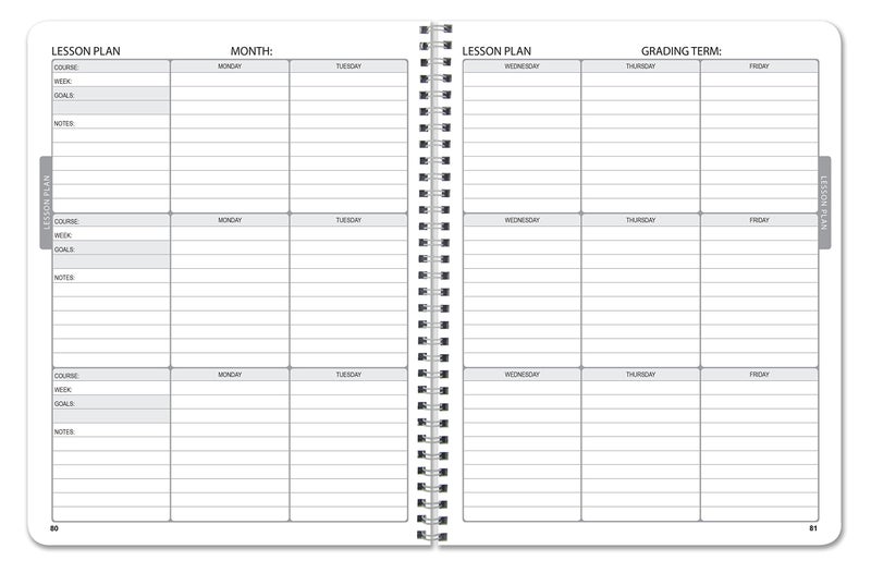 BookFactory Teacherâ€™s Planner/Teachers Lesson Planner Notebook/Record Book/Organizer/Calendar/Grades/Seating - 170 Pages - 8.5â€ X 11â€ Wire-O (Made in USA) - Image 4